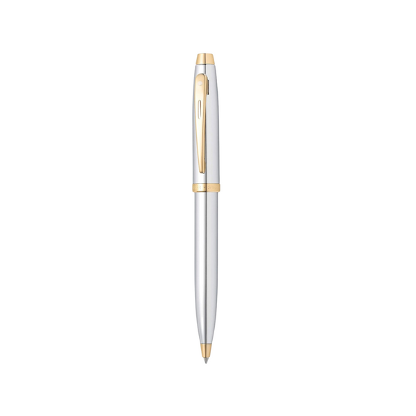 Load image into Gallery viewer, Sheaffer 100 E9340 Ballpoint Pen - Bright Chrome with Gold-tone Trims
