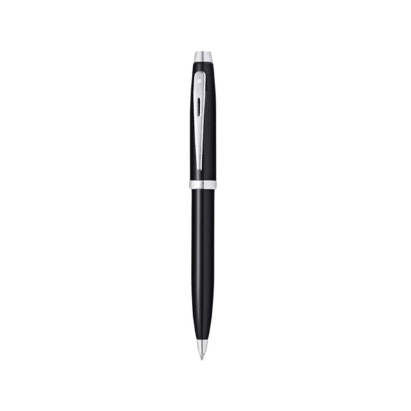 将图片加载到图库查看器,Sheaffer 100 E9338 Ballpoint Pen - Glossy Black Lacquer with Chrome Plated Trims