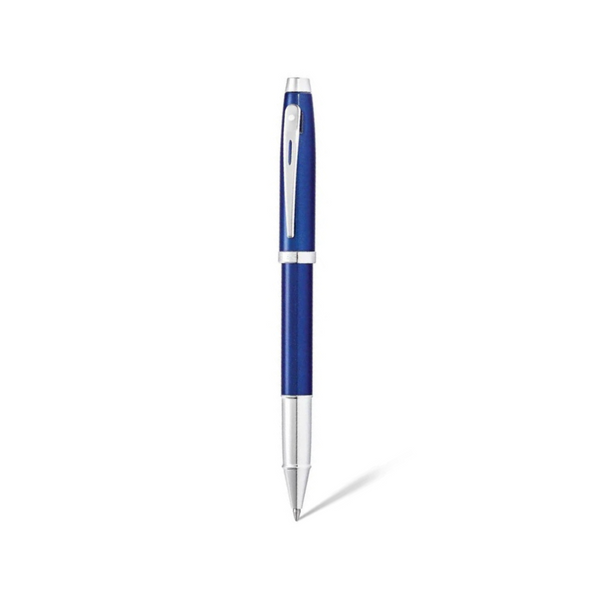 Load image into Gallery viewer, Sheaffer 100 E9339 Rollerball Pen - Glossy Blue Lacquer with Chrome Plated Trims