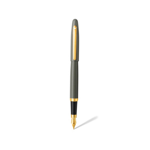 이미지를 갤러리 뷰어에 로드 , Sheaffer VFM E9427 Fountain Pen - Glossy Light Gray with PVD Gold-tone Trims