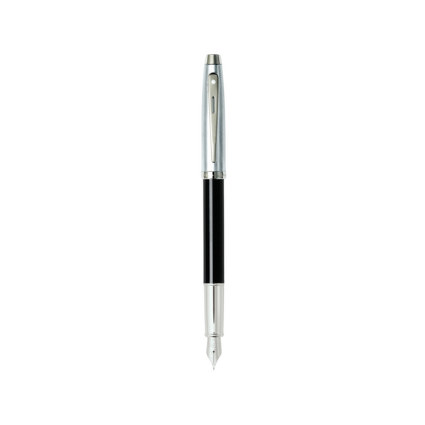 이미지를 갤러리 뷰어에 로드 , Sheaffer 100 E9313 Fountain Pen - Glossy Black and Brushed Chrome Barrel with Chrome Plated Cap and Trims