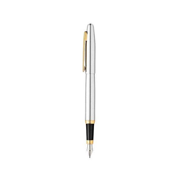 将图片加载到图库查看器,Sheaffer VFM E9422 Fountain Pen - Polished Chrome with Gold Plated Trims