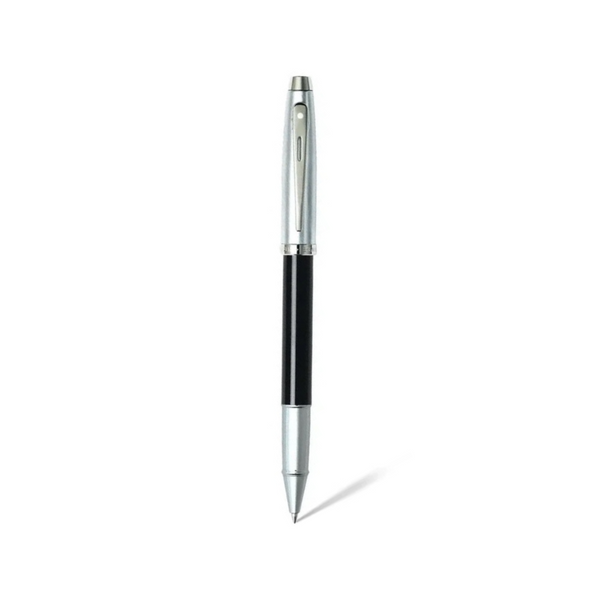 将图片加载到图库查看器,Sheaffer 100 E9313 Rollerball Pen - Glossy Black and Brushed Chrome Barrel with Chrome Plated Cap and Trims