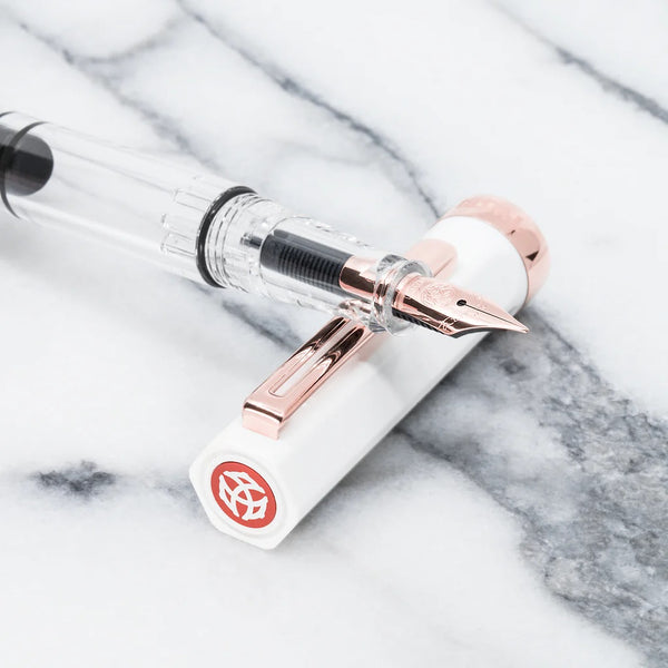 Load image into Gallery viewer, TWSBI ECO Fountain Pen - White with Rose Gold Trim