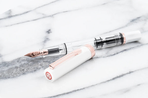 Load image into Gallery viewer, TWSBI ECO Fountain Pen - White with Rose Gold Trim