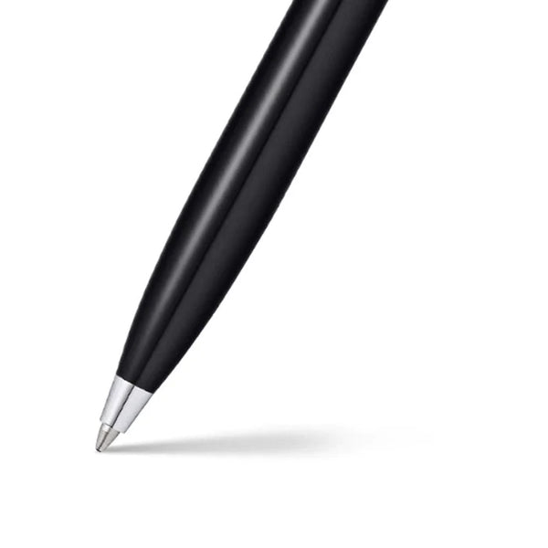 将图片加载到图库查看器,Sheaffer 100 E9338 Ballpoint Pen - Glossy Black Lacquer with Chrome Plated Trims