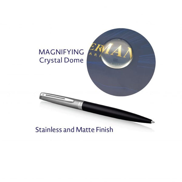 Load image into Gallery viewer, Waterman Hemisphere Gift Set Essential Matt CT Ballpoint Pen With Crystal Dome - Stainless Black