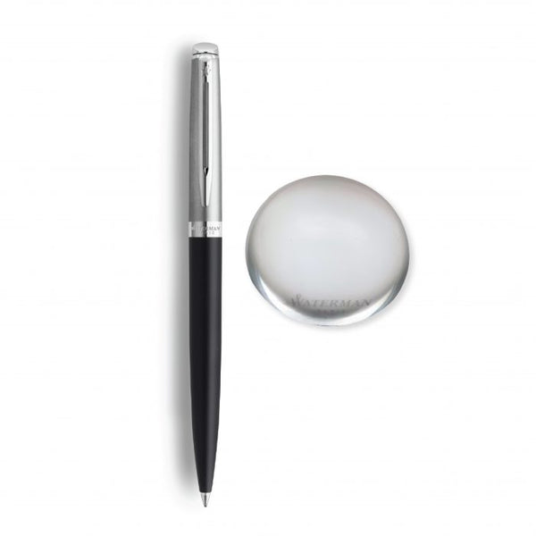 Load image into Gallery viewer, Waterman Hemisphere Gift Set Essential Matt CT Ballpoint Pen With Crystal Dome - Stainless Black