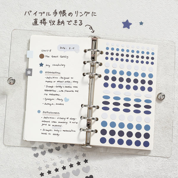 이미지를 갤러리 뷰어에 로드 , BGM Daily Palette Seat Seal Ocean stickers in blue tones featuring assorted shapes.