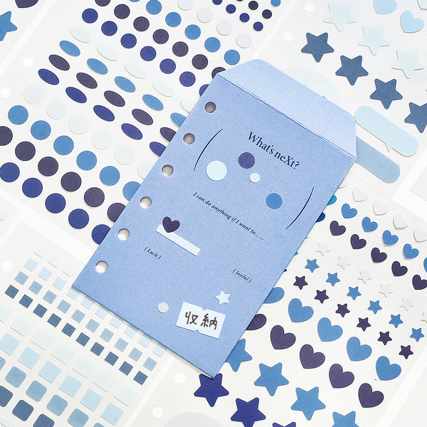 이미지를 갤러리 뷰어에 로드 , BGM Daily Palette Seat Seal Ocean stickers in blue tones featuring assorted shapes.