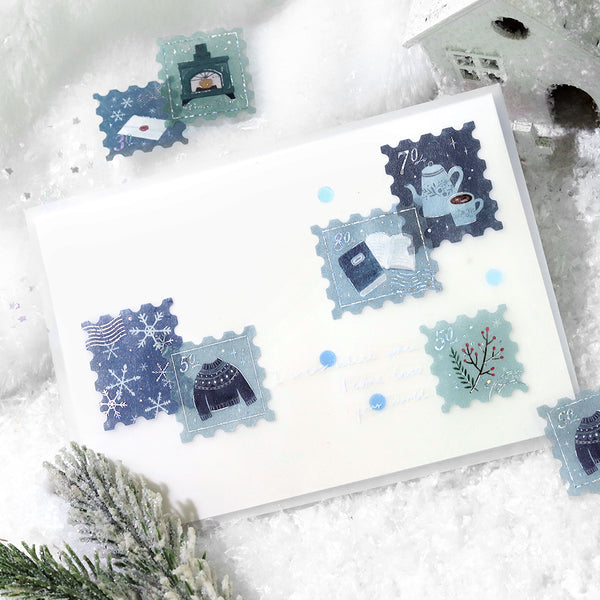 이미지를 갤러리 뷰어에 로드 , BGM Foil Stamping Winter Limited Edition Flake Seal in Winter Letter design - shimmering foil stamping ideal for decorating journals, gifts, and more, these flake seals evoke the cozy, picturesque charm of a snowy town.