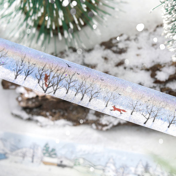 Load image into Gallery viewer, BGM Foil Stamping Winter Limited Edition Masking Tape in Morning Forest Walk design. A stunning foil-stamped design perfect for adding a touch of elegance to your planners, journals, and creative projects.