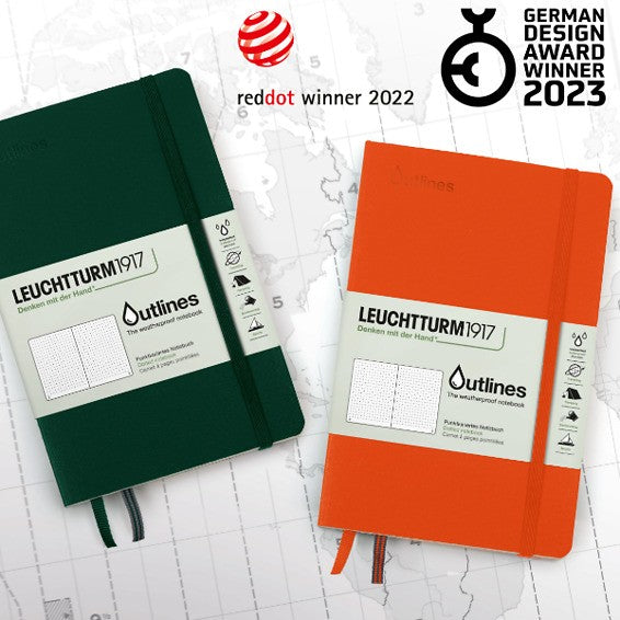 画像をギャラリービューアに読み込む, Leuchtturm1917 B6+ Outlines Paperback Weatherproof Flexcover Notebook - Dotted / Signal Orange