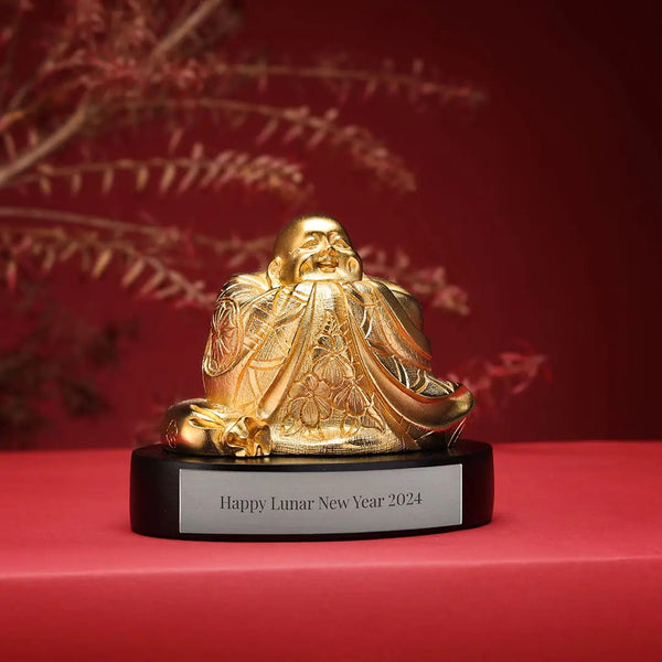 将图片加载到图库查看器,Royal Selangor Gilt Laughing Buddha Figurine