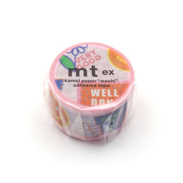 Load image into Gallery viewer, MT EX Washi Tape Good Job – colorful 25mm wide Japanese motivational washi tape.