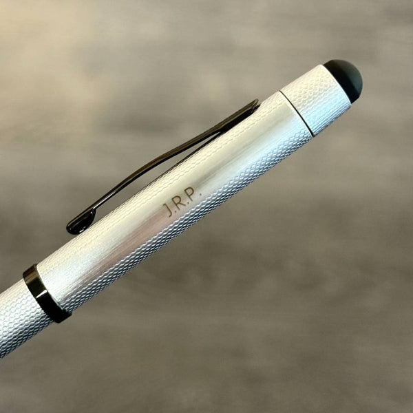 이미지를 갤러리 뷰어에 로드 , Personalized Name Engraving On Cross Tech3+ Brushed Chrome PVD Multifunction Pen
