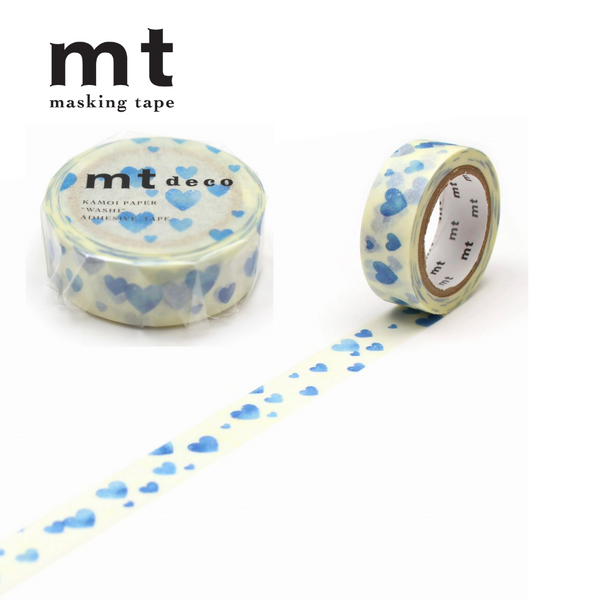 Load image into Gallery viewer, MT Deco Washi Tape Heart Stamp Blue