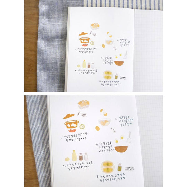 Load image into Gallery viewer, Suatelier Daily Deco Sticker Eggtime sheet featuring hand-drawn eggs, frying pans, and breakfast cooking motifs.