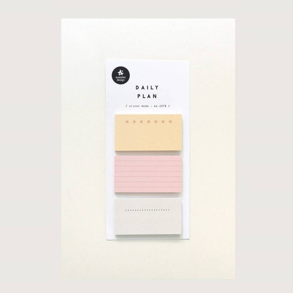 Load image into Gallery viewer, Suatelier Daily Plan .64 Sticky Notes – minimalist memo pad in soft tone, 55 × 30 mm, 40 sheets, for planners and desk notes.