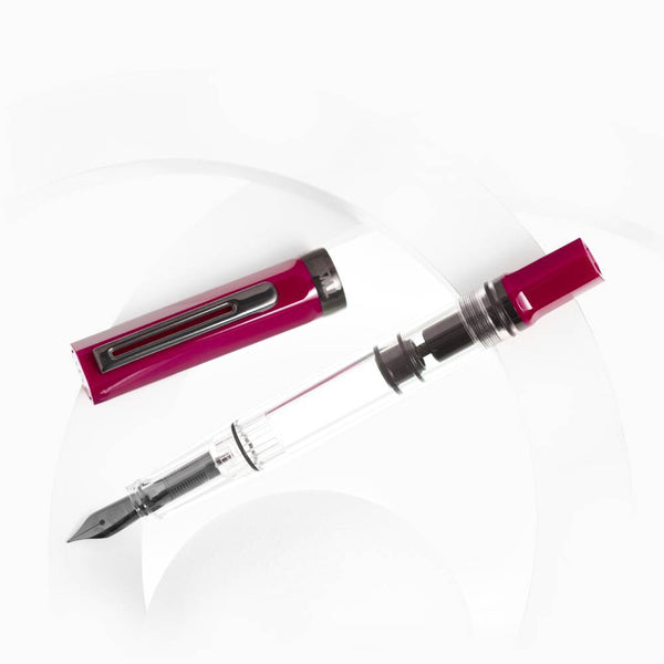 将图片加载到图库查看器,TWSBI ECO Fountain Pen Plum with Onyx – Transparent piston-filler with plum cap and black trim