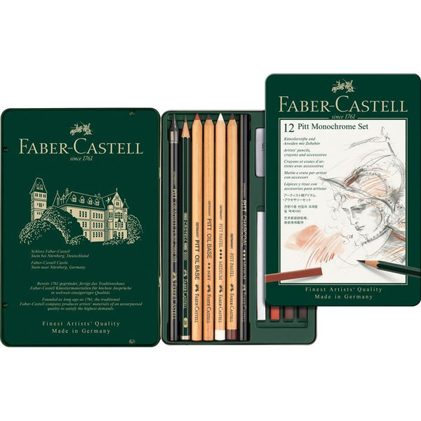 이미지를 갤러리 뷰어에 로드 , Faber-Castell PITT Monochrome Set of 12, Faber-Castell, Pencil, faber-castell-pitt-monochrome-set-of-12, Charcoal Pencils, Cityluxe