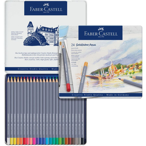 将图片加载到图库查看器,Faber-Castell Goldfaber Aqua Watercolour Pencil Tin of 24, Faber-Castell, Colour Pencil, faber-castell-goldfaber-aqua-watercolour-pencil-tin-of-24, , Cityluxe