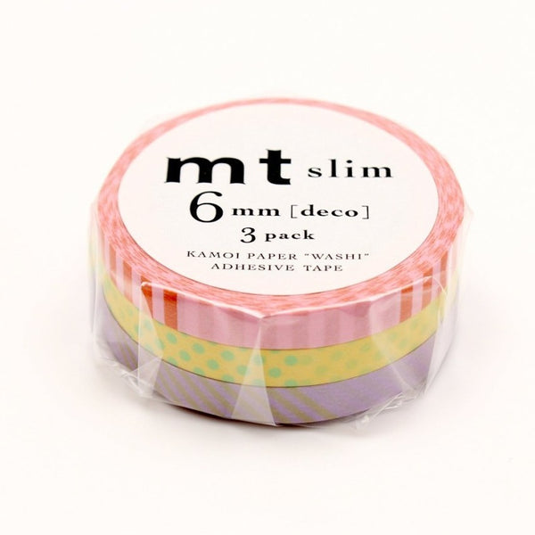 画像をギャラリービューアに読み込む, MT Slim 6mm Washi Tape Set Deco A, MT Tape, Washi Tape, mt-slim-deco-a-washi-tape-set-of-3-mtslim16, For Crafters, Green, Red, washi tape, Yellow, Cityluxe