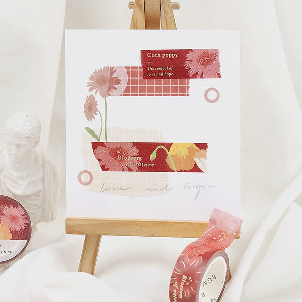 Load image into Gallery viewer, BGM Blossom Maroon Washi Tape, BGM, Washi Tape, bgm-blossom-maroon-washi-tape, mar2022, Cityluxe