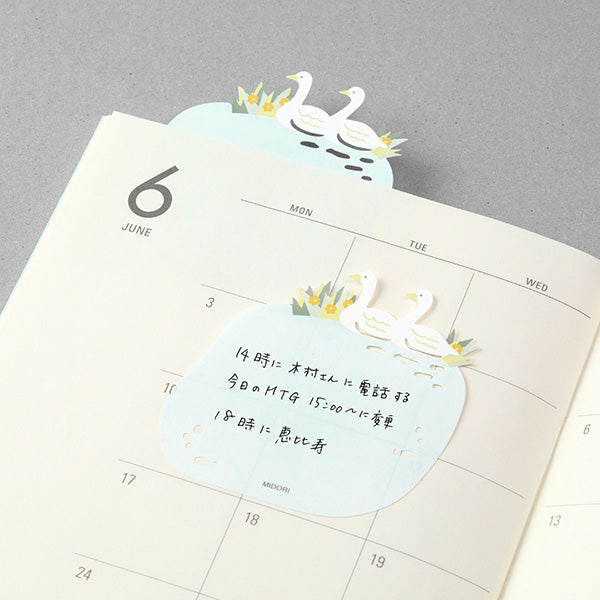 Load image into Gallery viewer, Midori Sticky Notes Die-Cutting Swans, Midori, Sticky Note, midori-sticky-notes-die-cutting-swans, , Cityluxe