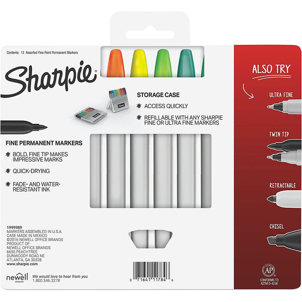 Load image into Gallery viewer, Sharpie® Fine Marker Pack of 12 with Case, Sharpie, Marker, sharpie-fine-marker-pack-of-12-with-case, Multicolour, Cityluxe