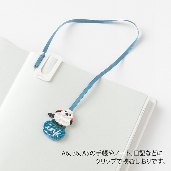 Load image into Gallery viewer, Midori Embroidery Bookmarker Long-tailed Tit, Midori, Accessory for Schedule Planner, midori-embroidery-bookmarker-long-tailed-tit, , Cityluxe