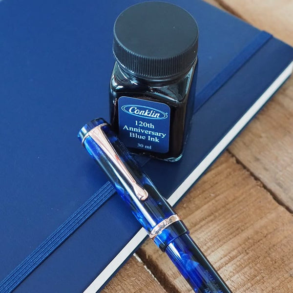 画像をギャラリービューアに読み込む, Conklin Duraflex 120th Anniversary Fountain Pen (Rose Gold Flex Nib), Conklin, Fountain Pen, conklin-duraflex-120th-anniversary-fountain-pen-rose-gold-flex-nib, Blue, Bullet Journalist, can be engraved, Pen Lovers, Cityluxe