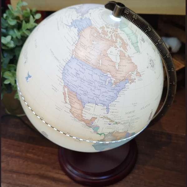 Load image into Gallery viewer, Luxo Antique Globe Map LED + Wood Base - 20cm, Luxo, Other, luxo-globes-antique-map-20cm-led-wood-base, globes, home decor, map, Cityluxe