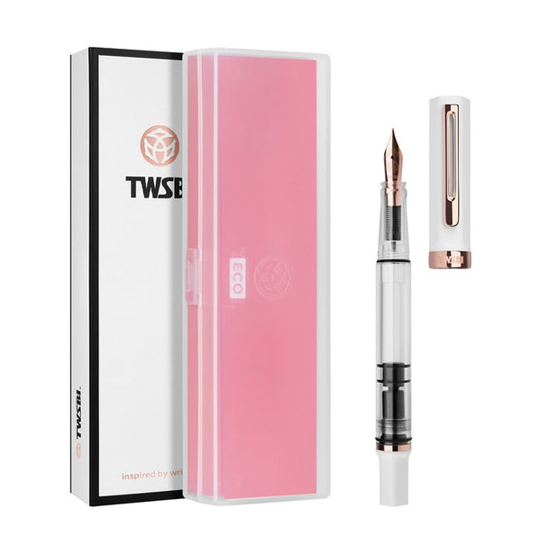 Load image into Gallery viewer, TWSBI ECO Fountain Pen White with Rose Gold Trim, TWSBI, Fountain Pen, twsbi-eco-fountain-pen-white-with-rose-gold-trim, can be engraved, Clear, demonstrator, White, Cityluxe