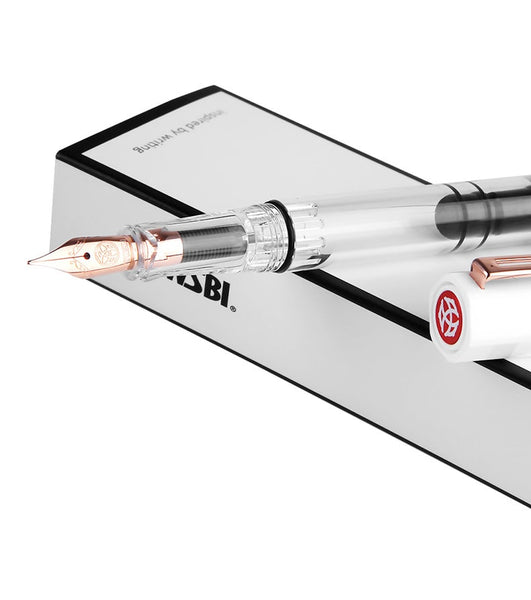 Load image into Gallery viewer, TWSBI ECO Fountain Pen White with Rose Gold Trim, TWSBI, Fountain Pen, twsbi-eco-fountain-pen-white-with-rose-gold-trim, can be engraved, Clear, demonstrator, White, Cityluxe