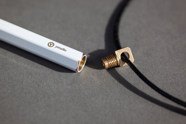 Load image into Gallery viewer, Ystudio Brassing Portable Ballpoint Pen White, Ystudio, Ballpoint Pen, ystudio-brassing-portable-ballpoint-pen-white, can be engraved, White, Cityluxe