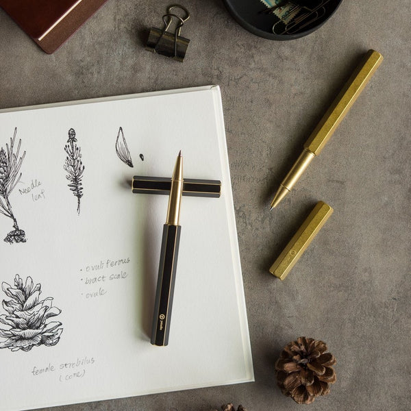 Load image into Gallery viewer, Ystudio Brassing Rollerball Pen, Ystudio, Rollerball Pen, ystudio-brassing-rollerball-pen, Black, can be engraved, Cityluxe