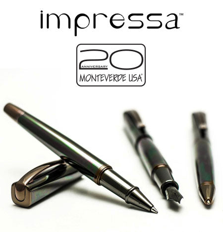 Load image into Gallery viewer, Monteverde Impressa Fountain Pen Black with Gunmetal Trim Fine, Monteverde, Fountain Pen, monteverde-impressa-fountain-pen-black-with-gunmetal-trim, Black, Bullet Journalist, Monteverde Impressa, Pen Lovers, Cityluxe