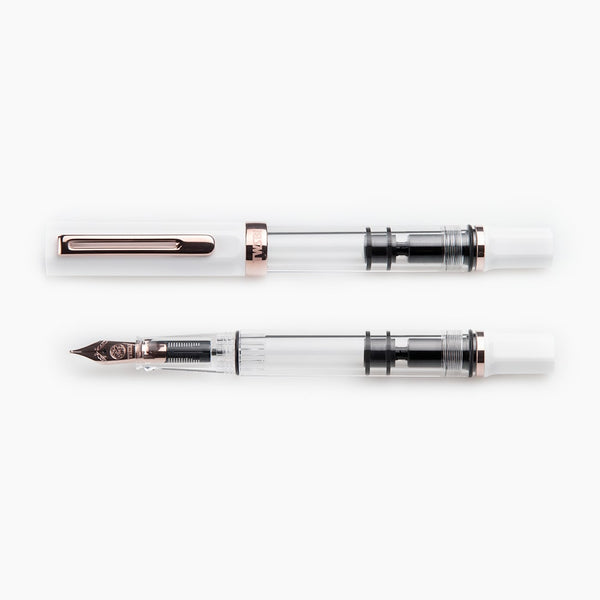 Load image into Gallery viewer, TWSBI ECO Fountain Pen White with Rose Gold Trim, TWSBI, Fountain Pen, twsbi-eco-fountain-pen-white-with-rose-gold-trim, can be engraved, Clear, demonstrator, White, Cityluxe