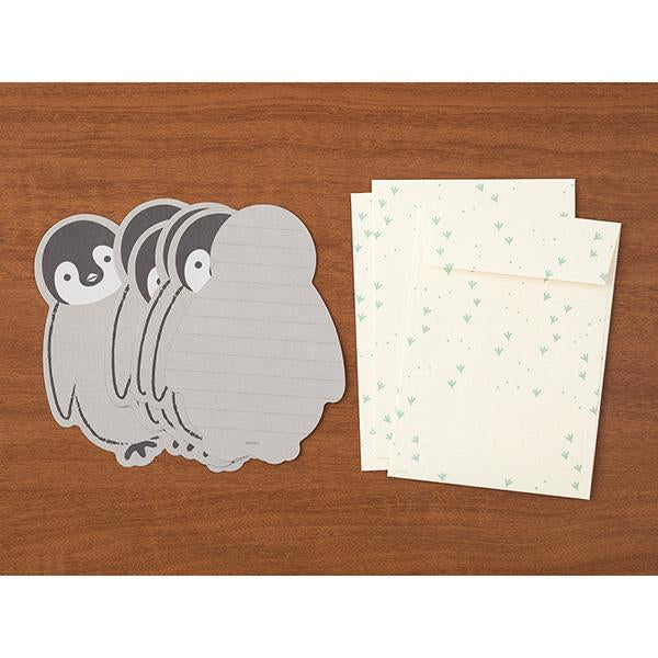 Load image into Gallery viewer, Midori Letter Set Die-Cut Animal - Penguin Pattern