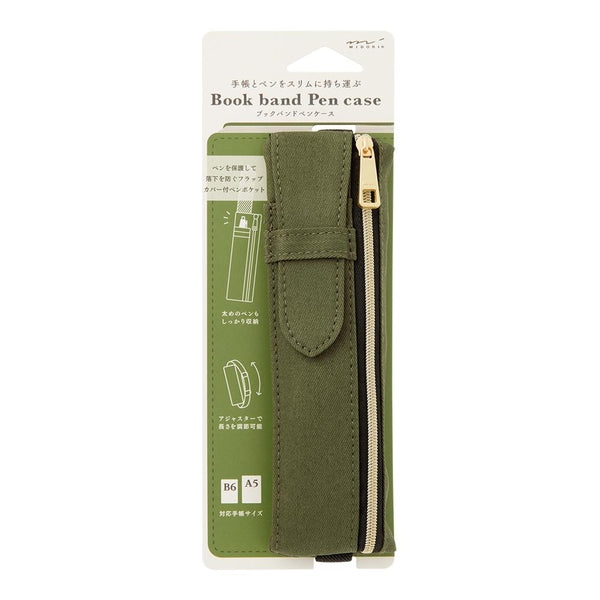 이미지를 갤러리 뷰어에 로드 , Midori Book Band Pen Case For B6 A5 Notebook Khaki