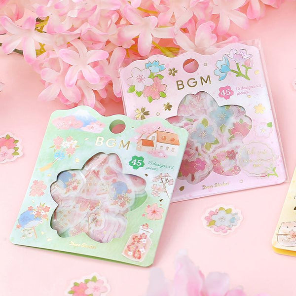 将图片加载到图库查看器,BGM Sakura Village Flakes Seal, BGM, Flakes Seal, bgm-sakura-village-flakes-seal, BGM, Flakes Seal, New January, Pink, Sakura, Cityluxe