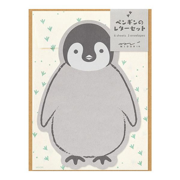 Load image into Gallery viewer, Midori Letter Set Die-Cut Animal - Penguin Pattern
