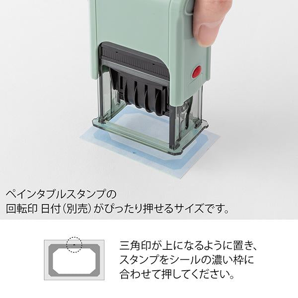 Load image into Gallery viewer, With a guide, you can press the stamp cleanly Place the triangle mark on the sticker so that it faces up and press the stamp according to the dark border of the sticker.