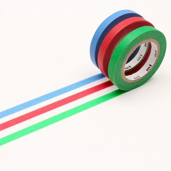 Load image into Gallery viewer, MT Slim 6mm Washi Tape Set H, MT Tape, Washi Tape, mt-slim-6mm-washi-tape-set-h, blue, For Crafters, Green, Red, washi tape, Cityluxe