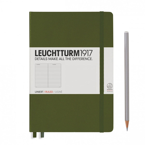 画像をギャラリービューアに読み込む, Leuchtturm1917 Hardcover A5 Medium Notebook Army - Ruled, Leuchtturm1917, Notebook, leuchtturm1917-hardcover-a5-medium-notebook-army-ruled, Bullet Journalist, Green, Leuchtturm1917, notebook emboss, Ruled, Cityluxe