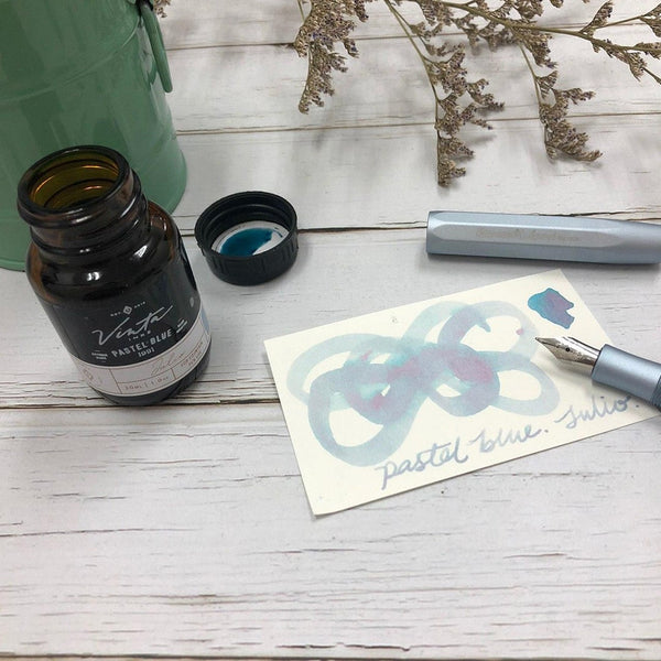Load image into Gallery viewer, Vinta Inks 30ml Ink Bottle Pastel Blue, Shimmer (Julio 1991), Vinta Inks, Ink Bottle, vinta-inks-30ml-ink-bottle-pastel-blue-shimmer-julio-1991, Blue, Inktober22, shimmering, Cityluxe