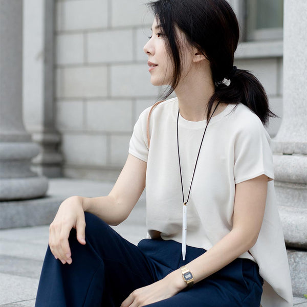 Load image into Gallery viewer, Ystudio Brassing Portable Ballpoint Pen White, Ystudio, Ballpoint Pen, ystudio-brassing-portable-ballpoint-pen-white, can be engraved, White, Cityluxe