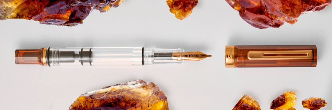 TWSBI ECO Root Beer with Rose Gold trim — piston filler demonstrator — Cityluxe Singapore