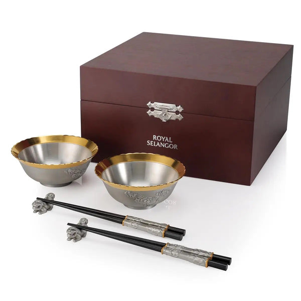 Load image into Gallery viewer, Royal Selangor Straits Expression - Gift-boxed Bowl, Chopsticks &amp; Rest Set
